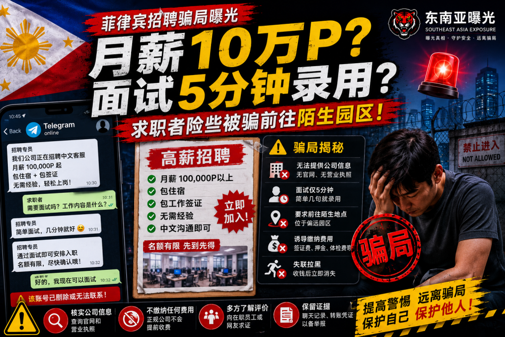 菲律宾高薪招聘骗局曝光：面试仅5分钟就录用，求职者险些被骗前往陌生园区