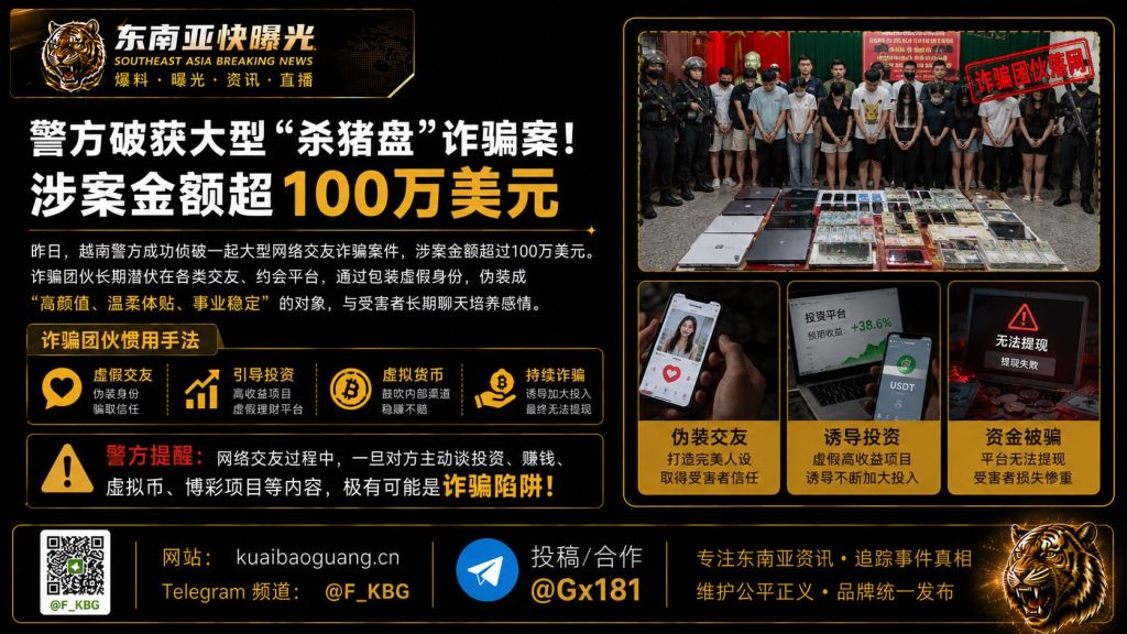 越南｜警方破获大型‘杀猪盘’诈骗案，涉案金额超100万美元