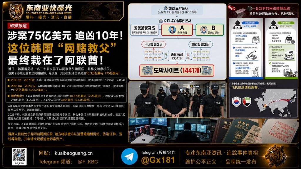 阿联酋｜韩国网赌教父潜逃十年被引渡，涉案金额高达七十五亿美元