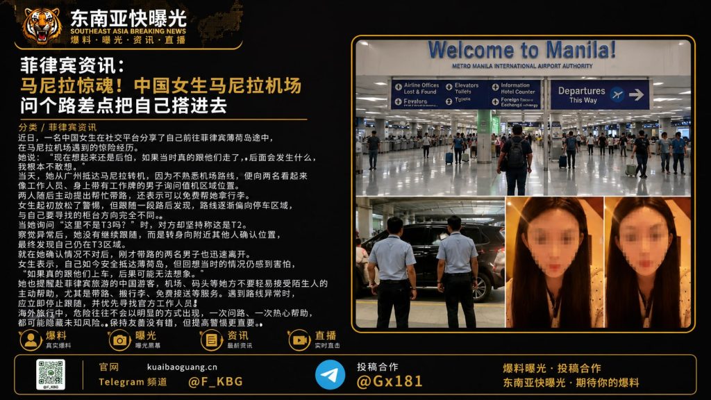 菲律宾｜中国女生马尼拉机场差点被陌生男子诱骗安全警示