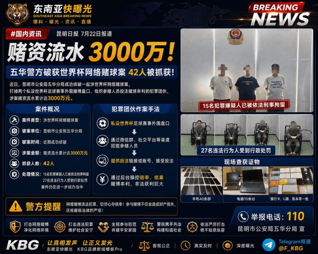 中国｜云南昆明五华警方破获世界杯网络赌球案
