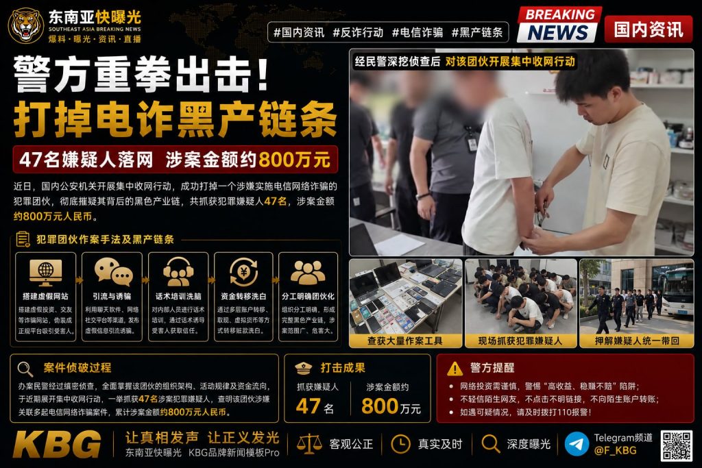中国｜警方打掉电诈黑产链条，47名嫌疑人落网