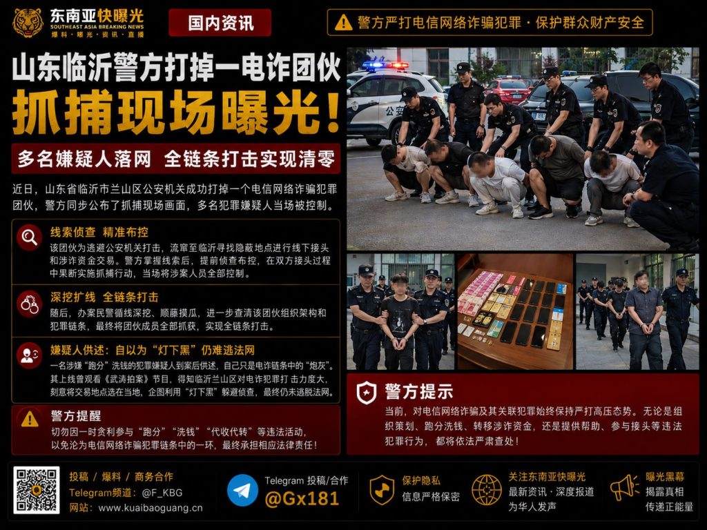 中国｜山东临沂警方布控突击打掉一跑分电诈团伙，多名嫌疑人当场落网