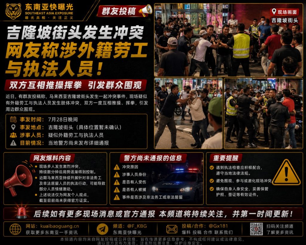 马来西亚｜吉隆坡街头外籍劳工与执法人员激烈冲突，现场围观