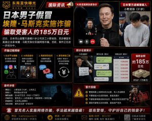 日本｜男子假冒埃隆·马斯克诈骗近185万日元