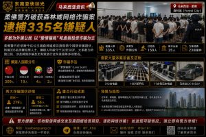 马来西亚｜柔佛警方破获森林城网络诈骗案，逮捕335名嫌疑人