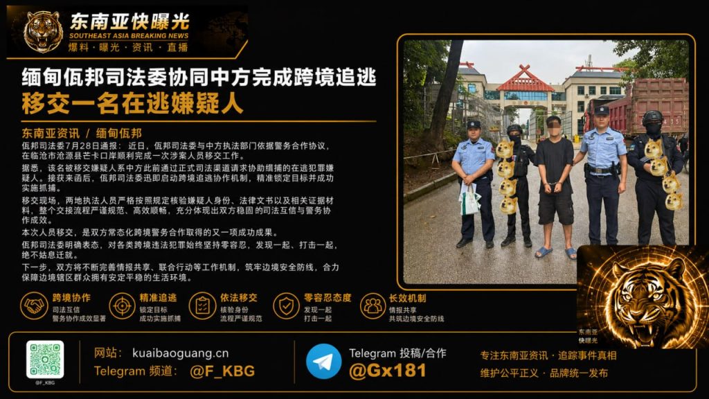 缅甸资讯｜佤邦司法委协同中方完成跨境追逃，在芒卡口岸移交一名嫌疑人