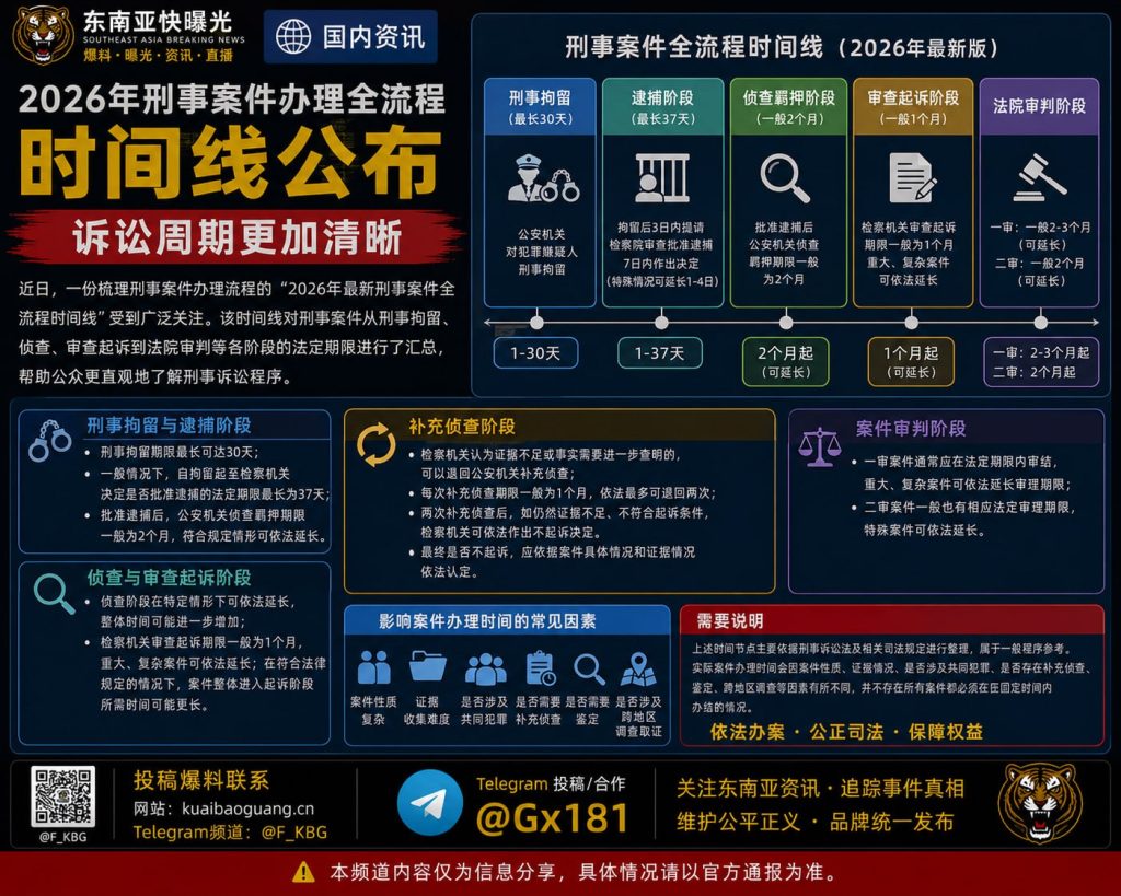 中国｜2026年刑事案件办理全流程时间线公布，诉讼周期更清晰