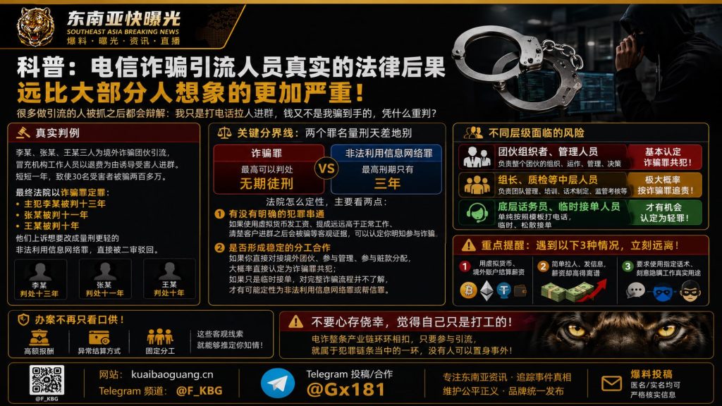 中国｜电信诈骗引流人员被捕后辩称仅拉人进群，法院判十年以上