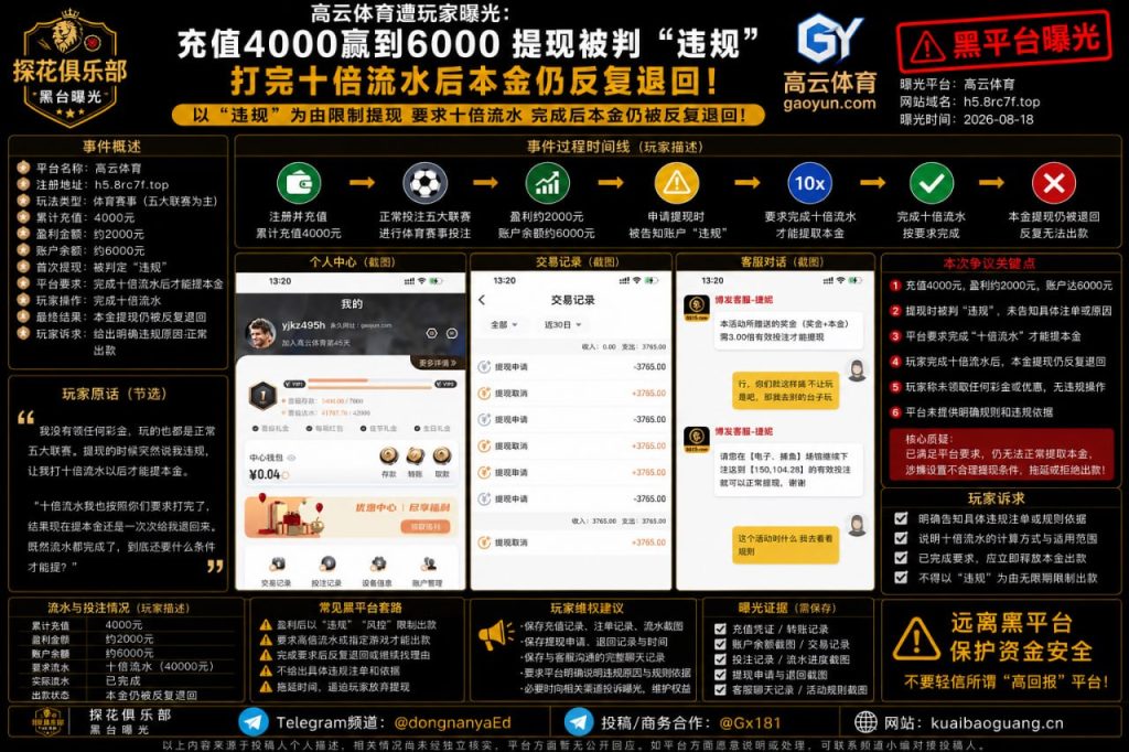 高云体育平台｜据网友反映充值投注盈利后提现被拒，完成十倍流水仍遭反复退回