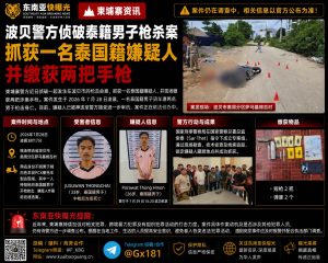 柬埔寨｜波贝枪击案泰籍男子被枪杀 嫌疑人被捕并缴获手枪