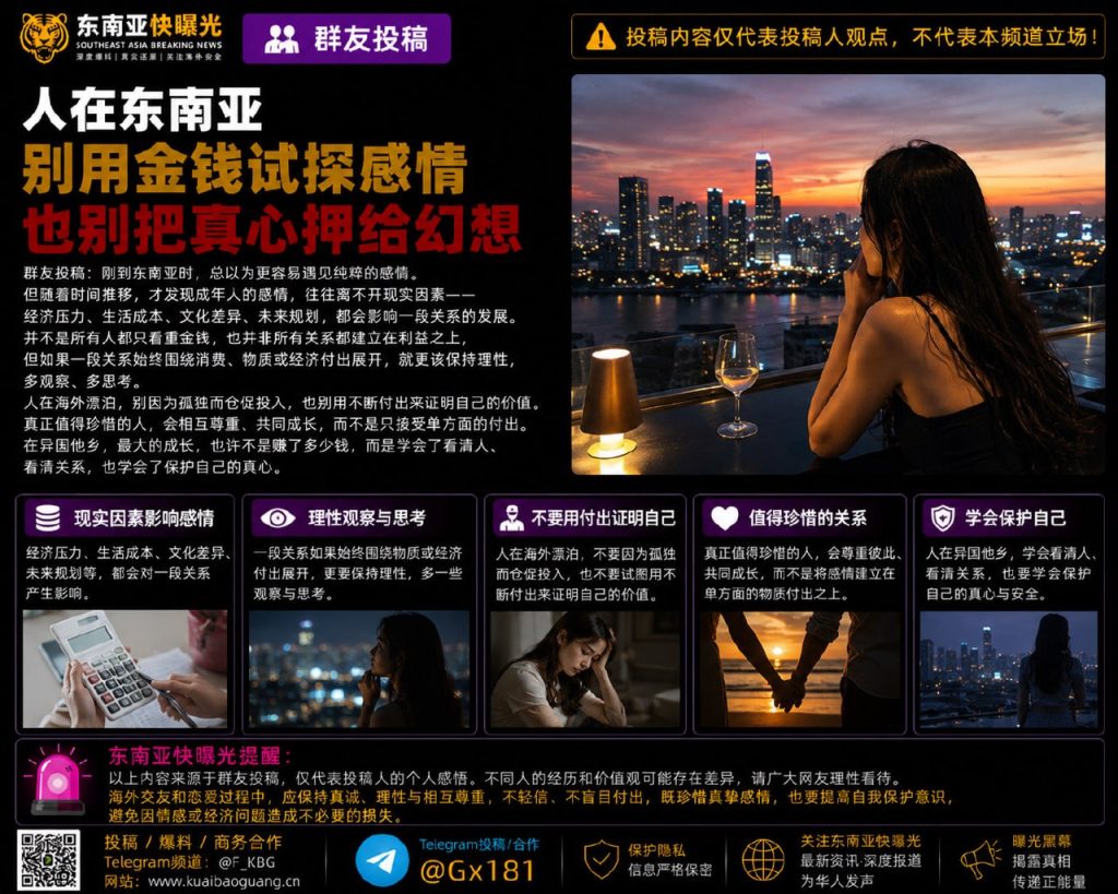 东南亚｜在旅同胞剖析海外情感经历，提醒广大华人理性对待金钱与异国交往