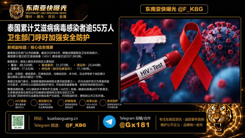 泰国资讯｜卫生部公布最新统计数据全国累计艾滋病病毒感染者逾55万