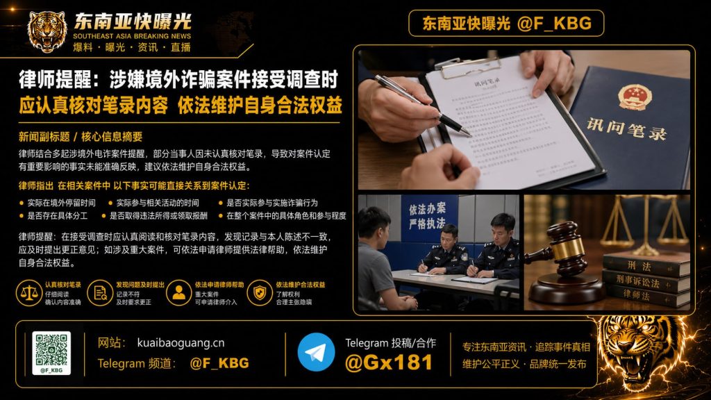 中国｜律师提醒涉境外诈骗案调查笔录核对要点，依法维护合法权益