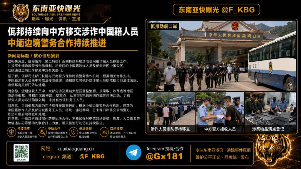 缅甸｜佤邦持续向中方移交涉诈中国籍人员并推进边境警务合作