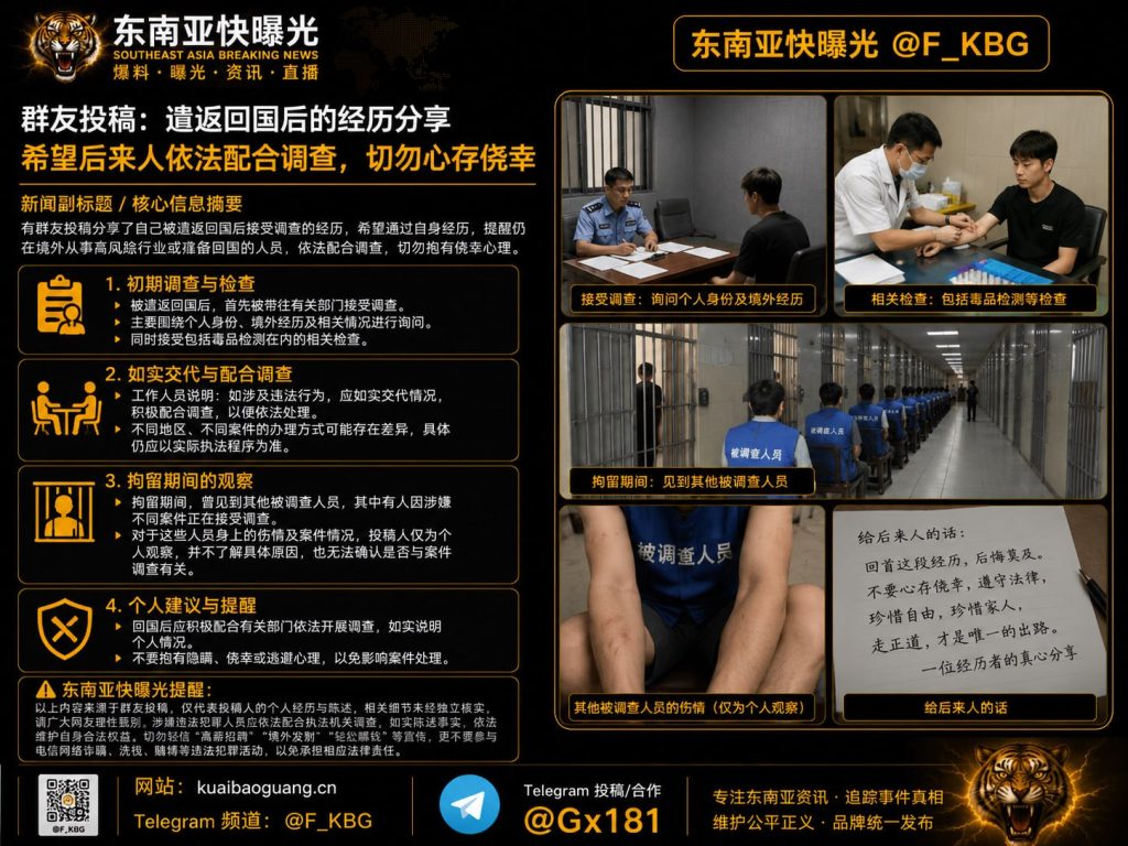 东南亚｜遣返后接受调查经历分享，提醒依法配合