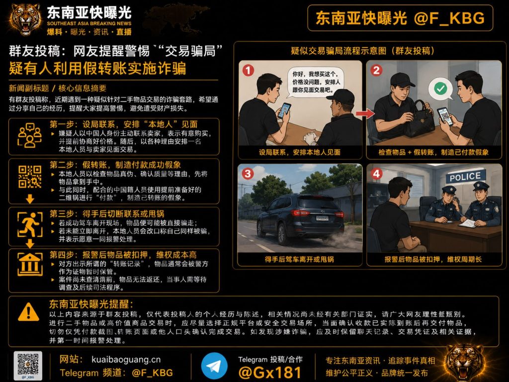 中国｜二手交易骗局利用假转账骗走物品，受害者损失惨重，警方介入调查