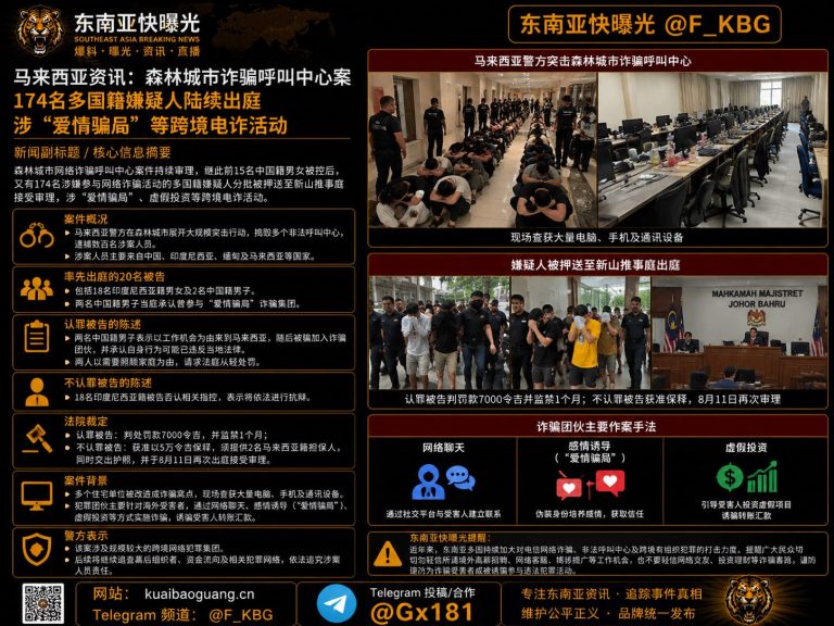 马来西亚资讯｜森林城市跨境诈骗案审理，174名多国籍嫌疑人出庭