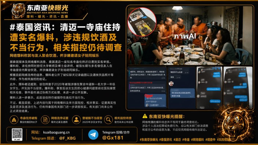 泰国｜清迈寺庙住持被实名爆料涉嫌违规饮酒及不当行为