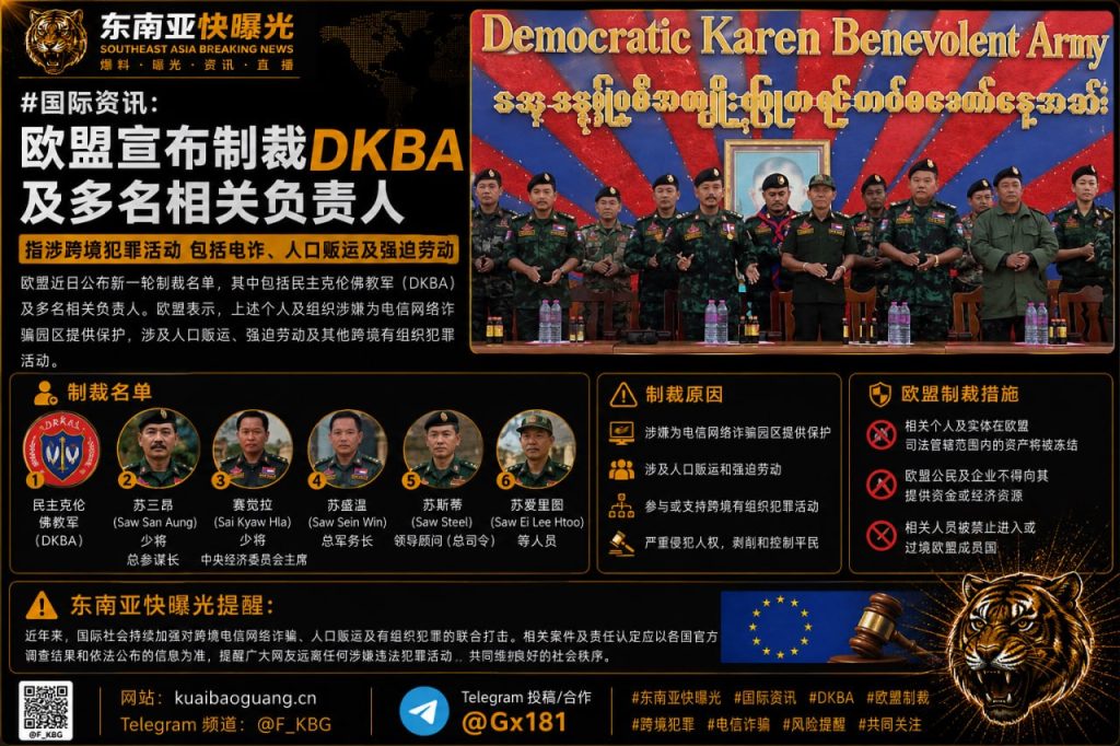 欧盟｜宣布制裁DKBA及多名相关负责人，指涉跨境犯罪活动