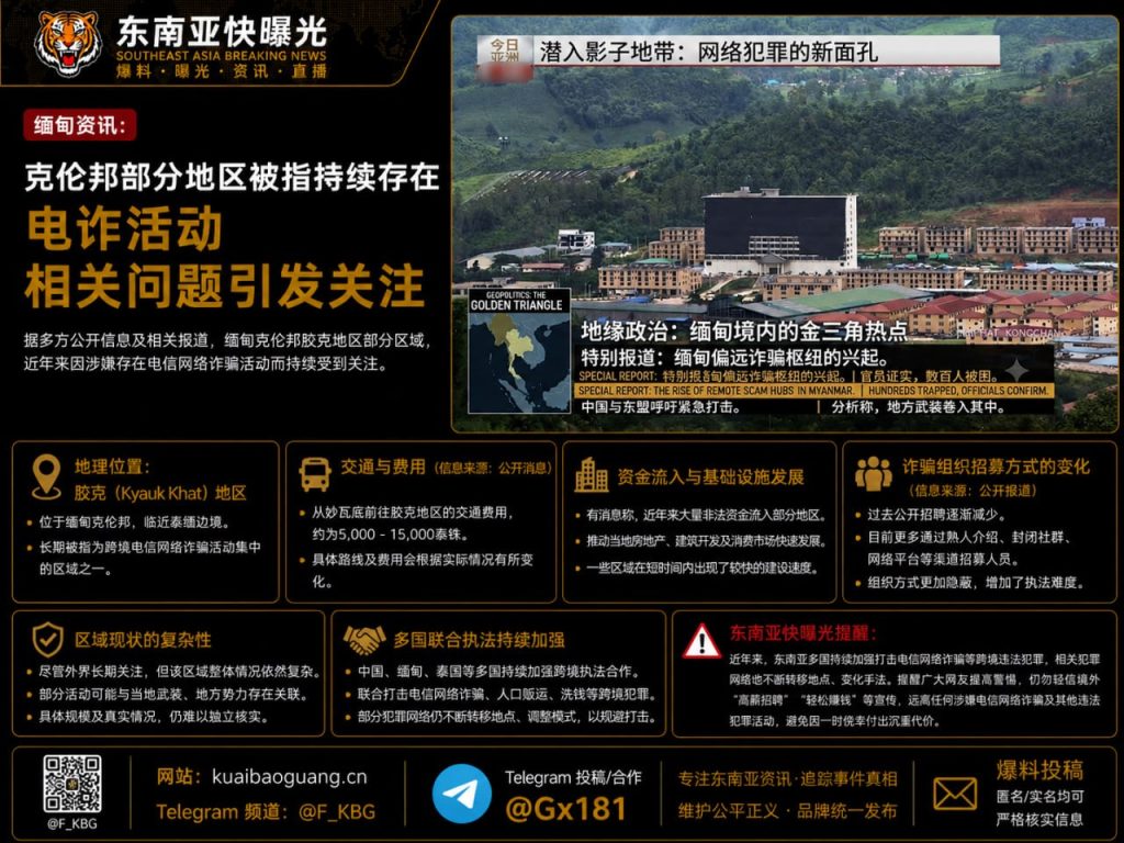 缅甸｜克伦邦胶克地区持续电信诈骗活动及跨境犯罪引发关注