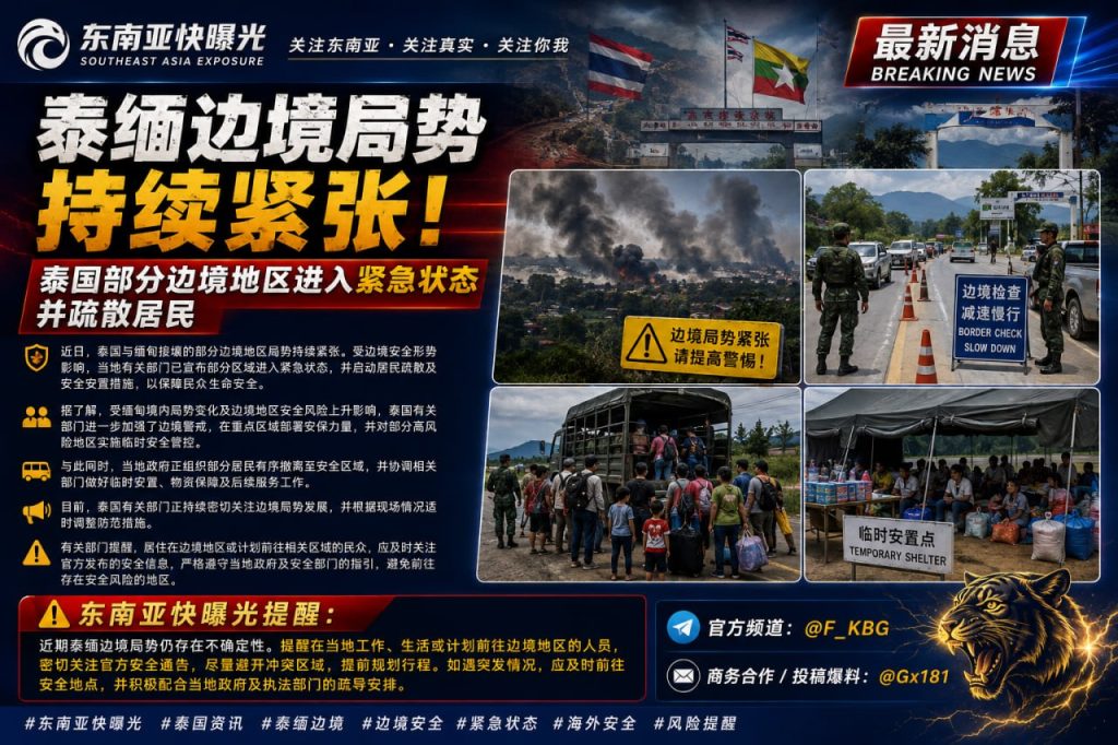 泰国/缅甸边境｜局势紧张部分地区进入紧急状态并疏散居民