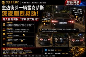 柬埔寨金边｜雷克萨斯深夜剧烈晃动 引发路人围观调侃现场