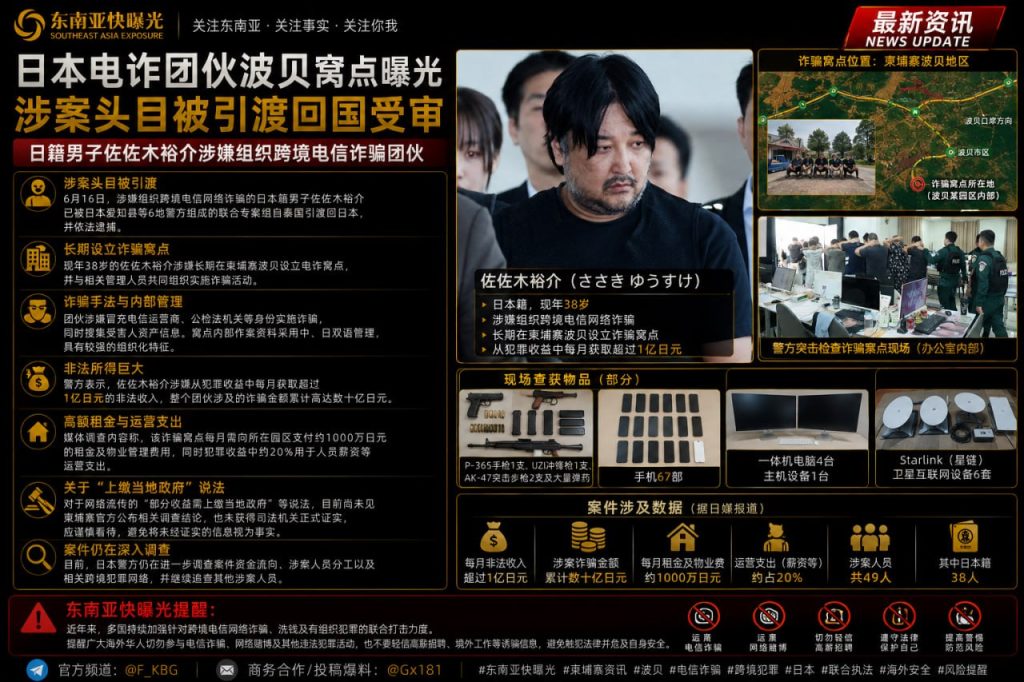 柬埔寨资讯｜日本电诈头目在泰国被捕引渡回国，波贝诈骗窝点涉案数十亿