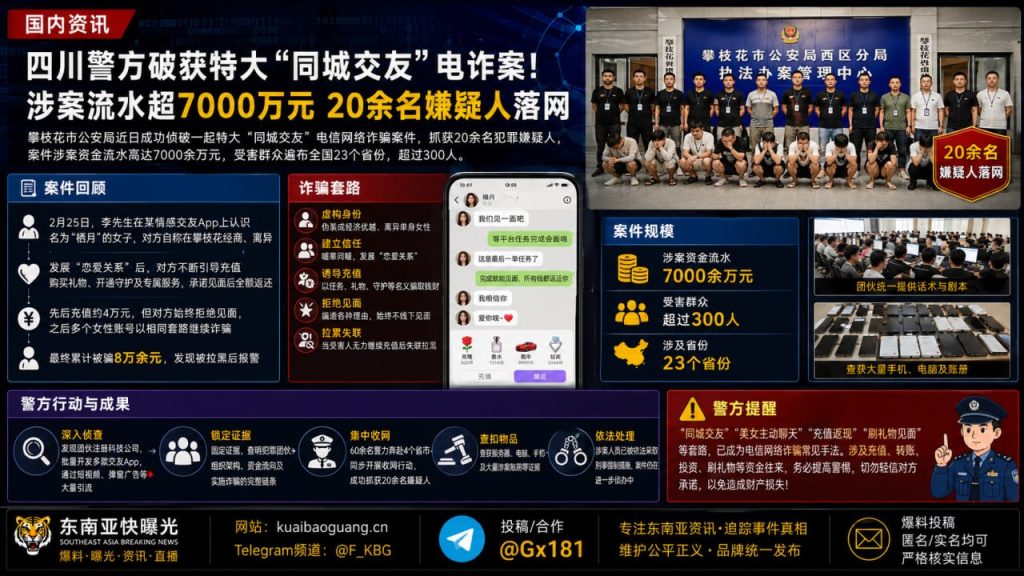中国/四川｜警方破获特大“同城交友”电诈案