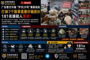 中国｜广东警方开展“铲诈29号”集群战役，打掉7个翡翠直播诈骗团伙