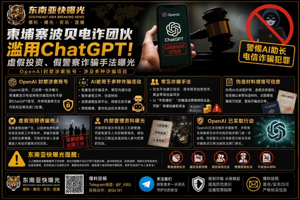 柬埔寨｜波贝电诈团伙滥用ChatGPT被OpenAI封禁
