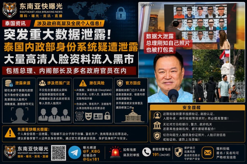 泰国｜国内政部身份系统数据泄露，大量高清人脸流入黑市
