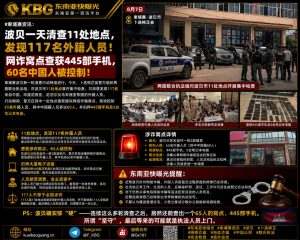 柬埔寨｜波贝清查外籍人员 发现117人 60名中国人被控制，扣押445部手机