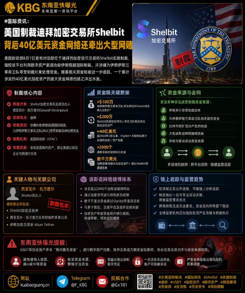 美国资讯｜美方制裁迪拜加密交易所Shelbit，涉40亿美元洗钱网络