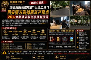 中国｜西安警方摧毁色情直播电诈引流窝点，26人被强制措施