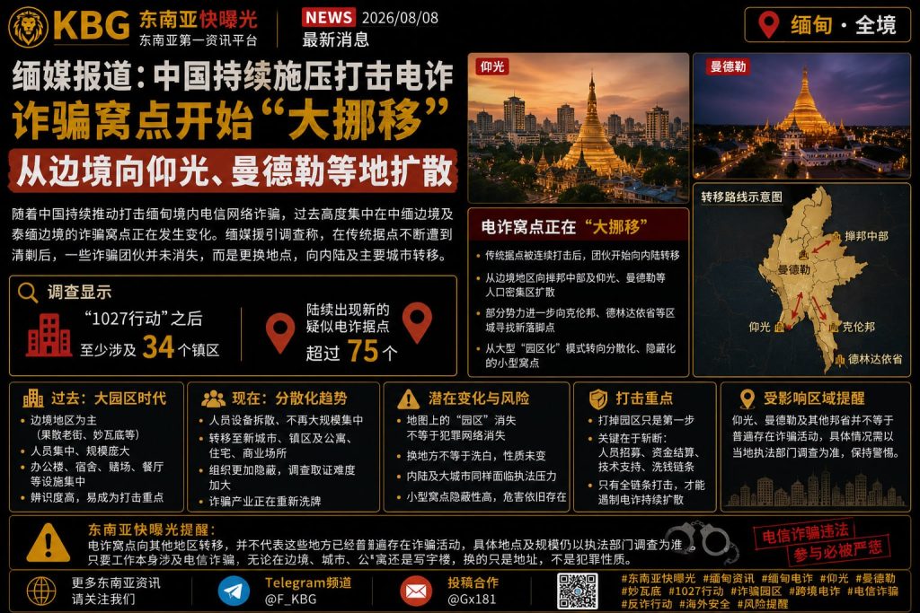 缅甸资讯｜电诈窝点从中缅边境向仰光及曼德勒内陆分散转移