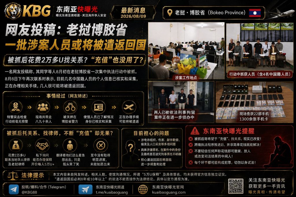 老挝｜博胶省多名中国人被捕或将遣返，托关系“充值”无效