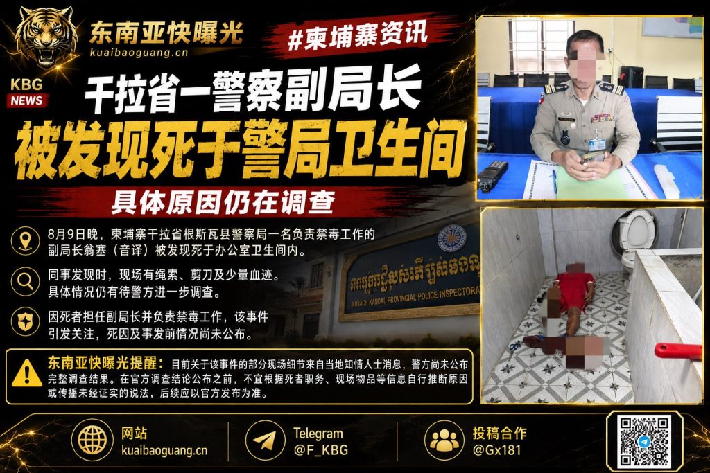 柬埔寨资讯｜干拉省一警察副局长死亡，遗体在警局卫生间被发现