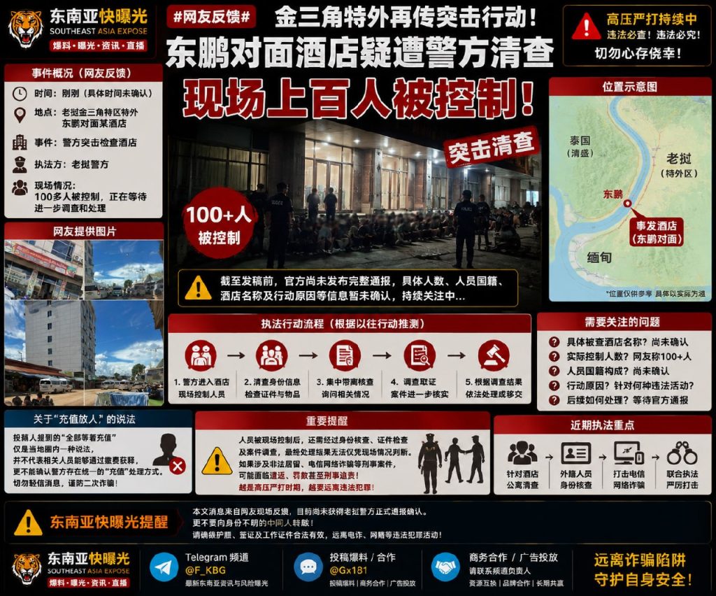 老挝资讯｜金三角特区周边酒店突击清查，百余人现场被控制