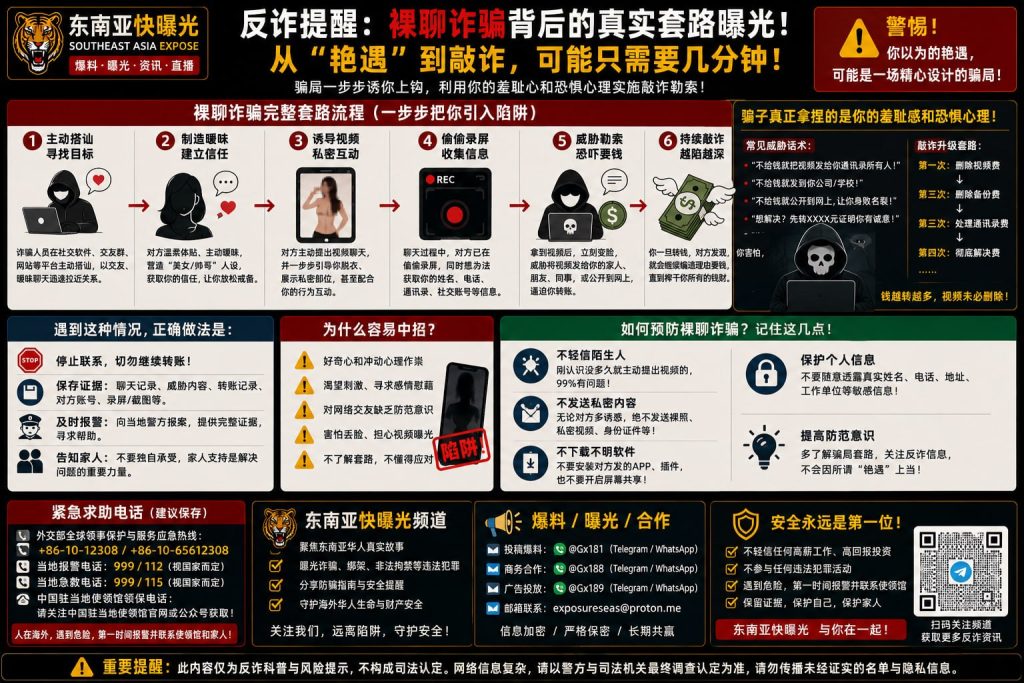 东南亚｜裸聊诈骗全链曝光：从艳遇到勒索仅数分钟，防范技巧全解析