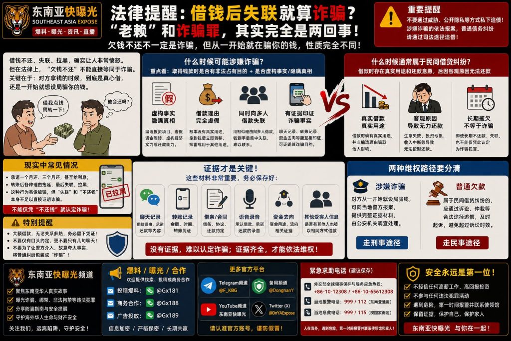 海外法律资讯｜借钱后失联不等于诈骗，区分老赖与诈骗罪的关键在于主观目的