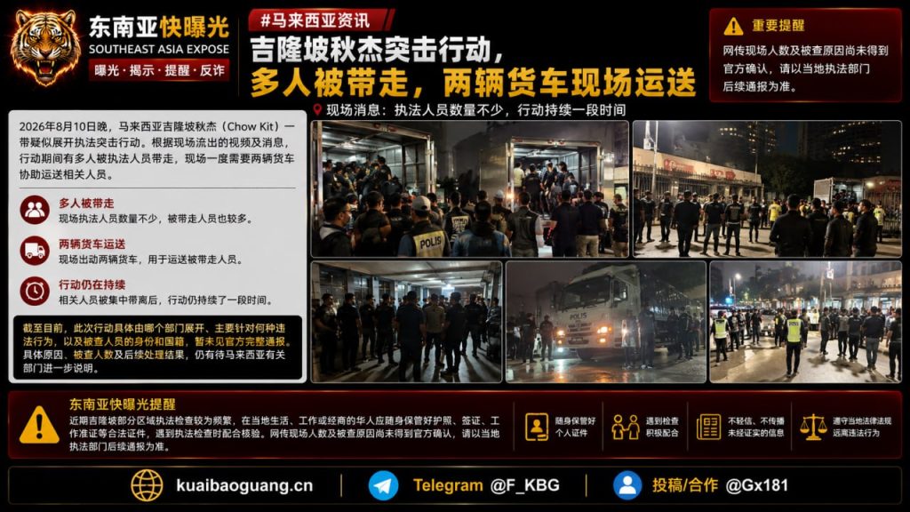 马来西亚｜吉隆坡秋杰突击行动多人被带走现场两车运送