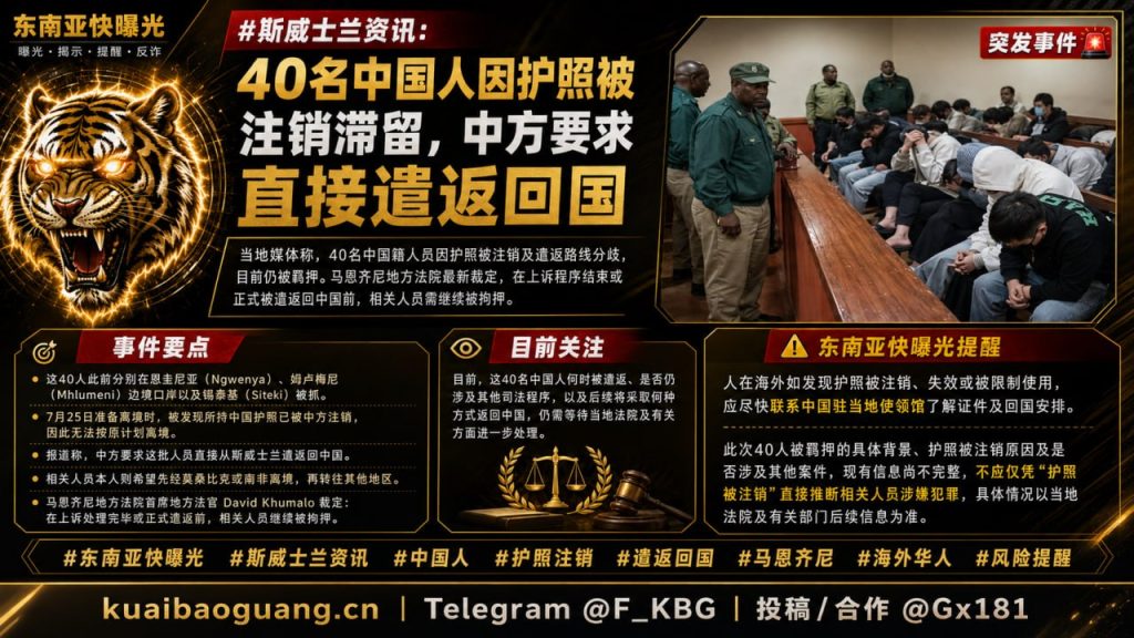 斯威士兰｜40名中国人护照被注销滞留中方要求直接遣返