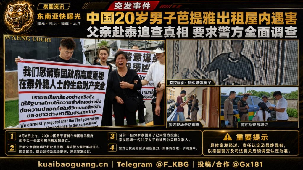 泰国资讯｜中国20岁男子芭提雅出租屋内遇害，家属赴泰追查真相