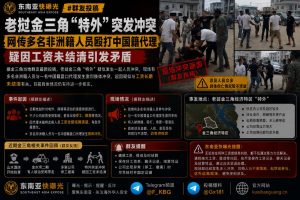 老挝金三角特外突发肢体冲突，网传非洲籍人员殴打中国籍代理