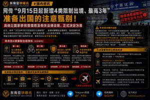 中国｜9月15日起新增4类限制出境新规，最高可禁3年