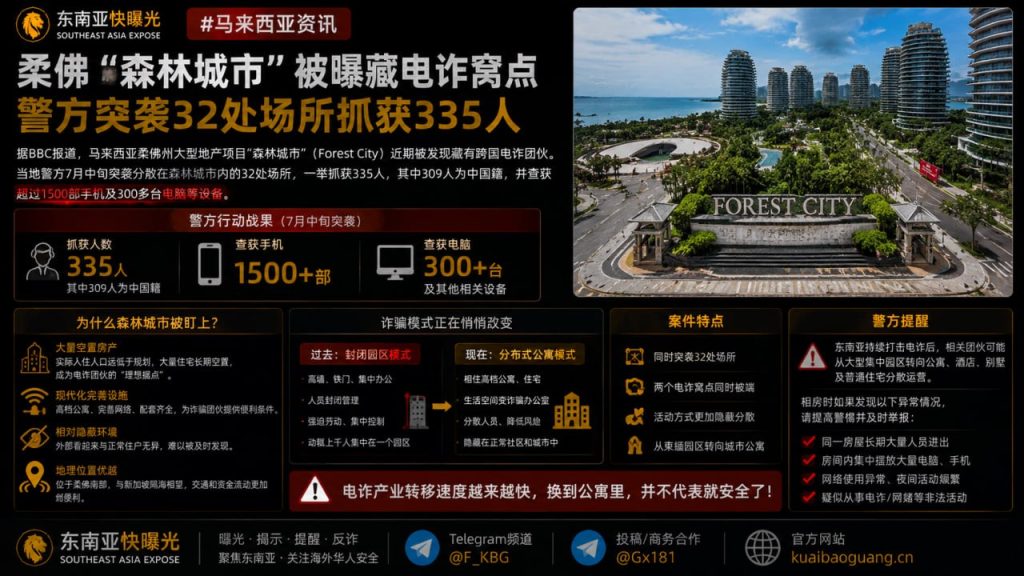 马来西亚｜柔佛森林城市被曝藏电诈窝点警方突袭逮捕多名嫌疑人