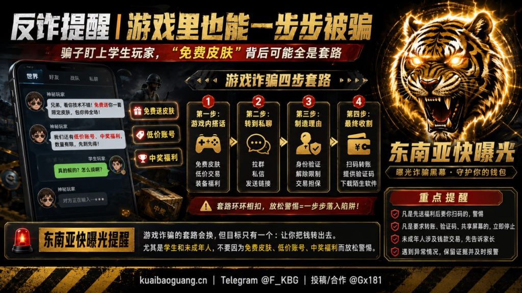 反诈提醒｜游戏免费皮肤套路曝光，学生群体需警惕网络诈骗