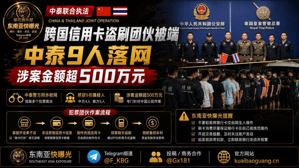 泰国资讯｜中泰警方联合捣毁跨国信用卡盗刷团伙，9人落网