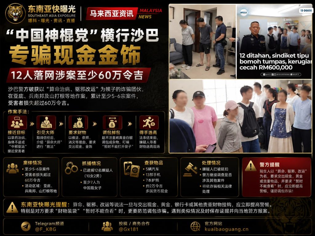 马来西亚｜沙巴“神棍党”诈骗案 12人被捕涉案超60万令吉